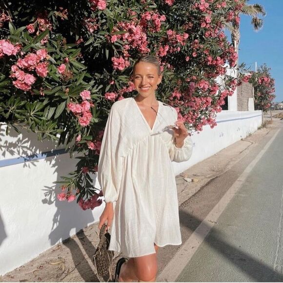 H&M Balloon Sleeve Cotton Dress New - Picture 2 of 10